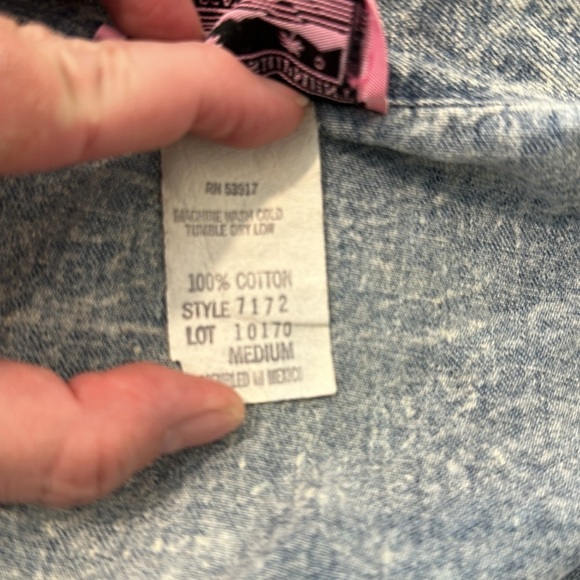 Vintage 80s Acid Wash Denim Off Shoulder Crop Top M - Picture 8 of 8